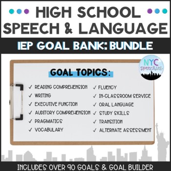 Preview of Speech and Language High School IEP Goal Bank-Bundle