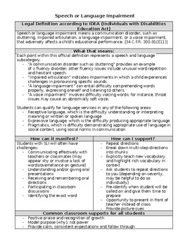 Preview of Speech and Language Impairment Support Overview