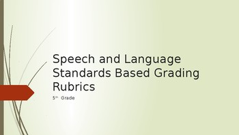 Preview of Speech and Language L.1-4  SL.2-6 Standards Based Grading Rubrics