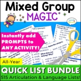 Quick List Bundle for easy speech therapy group activities