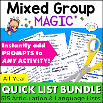 Preview of Summer Speech and Language Therapy Packets & Data Collection Sheets Quick Lists