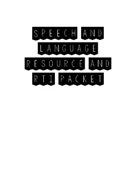 Preview of Speech and Language Resource and RtI Packet