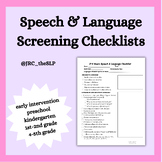 Speech and Language Screening Checklist Packet Early Child