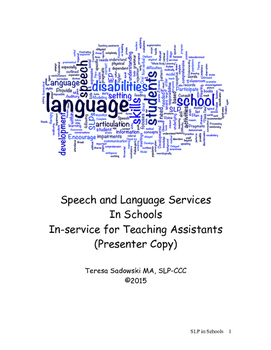 Preview of Speech and Language Services In Schools In-service for Teaching Assistants