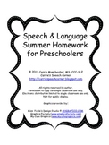 PK Speech and Language Summer Homework Packet