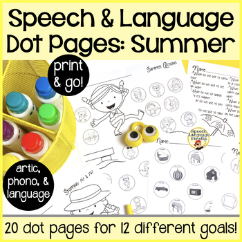 Preview of Speech and Language Summer Preschool Activities - Dot and Dough