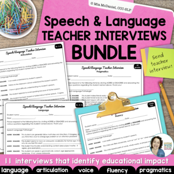 Preview of Speech and Language Teacher Interviews BUNDLE for determining educational impact