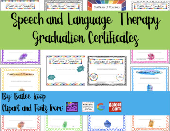 Preview of Speech and Language Therapy Graduation Certificates