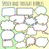 Speech and thought bubbles in different colors