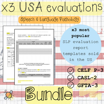 Preview of Speech language pathology evaluation report templates CELF P-3 CASL-2 GFTA | SLP