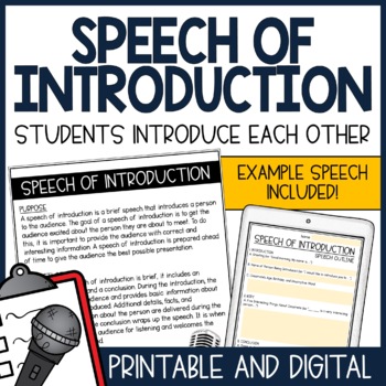 Preview of Speech of Introduction | Public Speaking | Introduce Classmate | Back to School