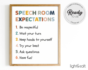 Preview of Speech room expectations, Speech classroom rules, Speech therapy poster