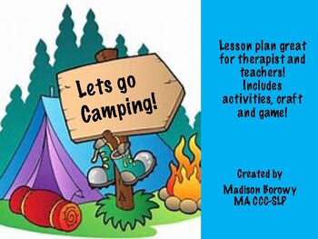 Preview of Speech therapy camping themed lesson plan!