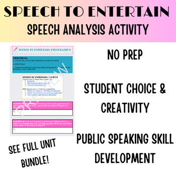Preview of Speech to Entertain: Introductory Speech Analysis Activity (Public Speaking)
