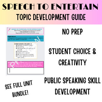 Preview of Speech to Entertain Topic Development Guide (Public Speaking Unit)