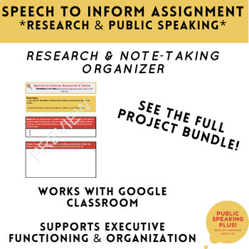 Preview of Speech to Inform Research & Note-taking Graphic Organizer for Students