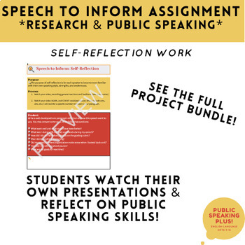 Preview of Speech to Inform Research/Synthesis/Public Speaking Self-reflection Assignment