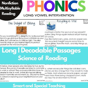 Preview of Long I Nonfiction Reading Passages Comprehension Multisyllable RTI
