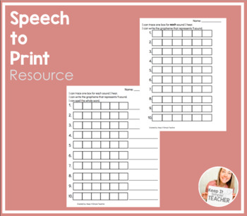 Preview of Speech to Print Resource