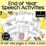 Speech was a Hoot! A collection of end of the year activities