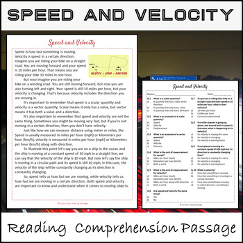 Speed, Velocity, and Acceleration - Worksheet, Printable and Distance  Learning