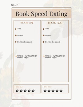 Preview of Speed Book Dating Rating Worksheet