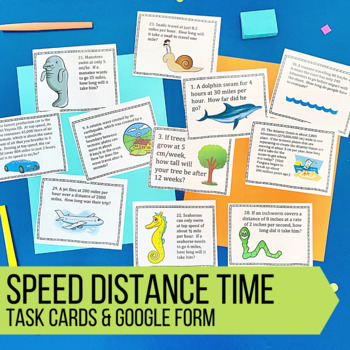 Preview of Speed, Distance, and Time Practice Problems Task Cards
