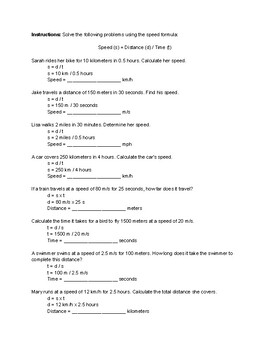 Sonic Speed Worksheet for 2nd - 6th Grade