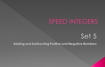 Preview of Speed Integers Set 5 - Adding and Subtracting Positive and Negative Numbers