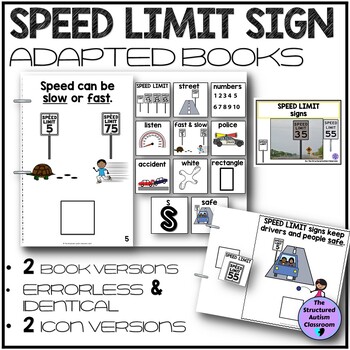 Preview of Community Sign Adapted Books Speed Limit Identical & Errorless Matching SPED