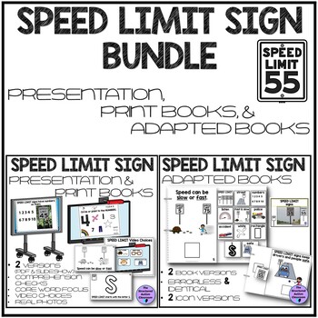 Preview of Community Signs Speed Limit Adapted Book, Presentation, Print Book BUNDLE SPED