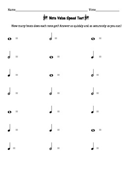 Preview of Music Speed Notes and Rests note duration practice