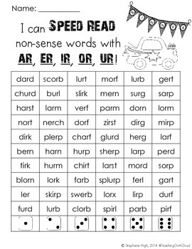 R-Controlled Vowels: Non-Sense Words AR, ER, IR, OR, UR Phonics Game