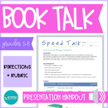 Preview of Speed Talk | Book Talk Activity & Rubric