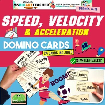 Preview of Speed Velocity & Acceleration Domino Cards Motion Activity Physics