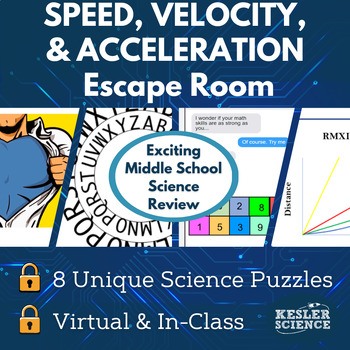Preview of Speed, Velocity, Acceleration Escape Room - 6th 7th 8th Grade Science Review