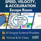 Speed, Velocity, Acceleration Escape Room - 6th 7th 8th Gr