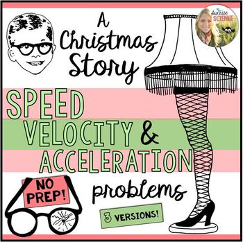 Preview of Speed Velocity Acceleration Motion A Christmas Story Physics Practice Problems