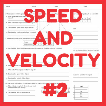 Preview of Speed & Velocity - Motion Worksheet #2