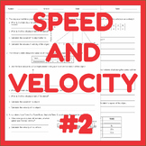 Speed & Velocity - Motion Worksheet #2