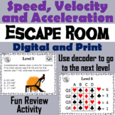 Speed, Velocity and Acceleration Activity: Breakout Escape Room Science Game