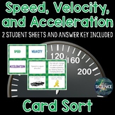 Speed, Velocity, and Acceleration Card Sort