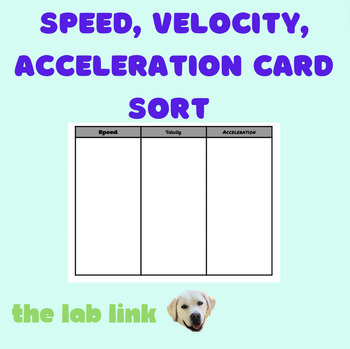 Preview of Speed, Velocity, and Acceleration Card Sort + Answer Key