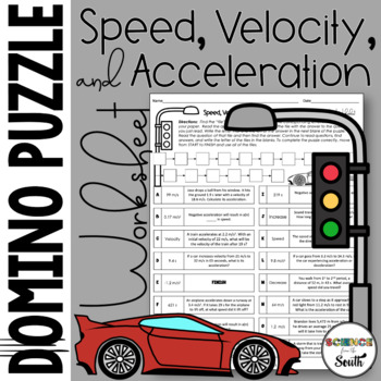 Preview of Speed Velocity and Acceleration Motion Domino Puzzle Assessment Activity