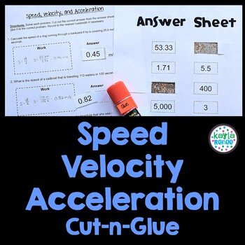Preview of Speed, Velocity, and Acceleration Worksheet - Engaging Cut and Glue