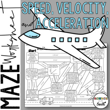 Preview of Speed Velocity and Acceleration Motion Maze Worksheet Assessment Activity
