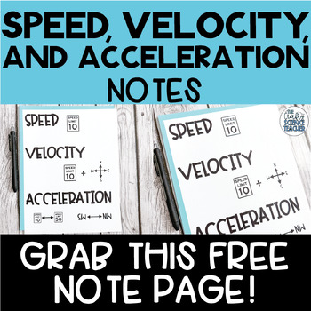 Preview of Speed, Velocity, and Acceleration Notes