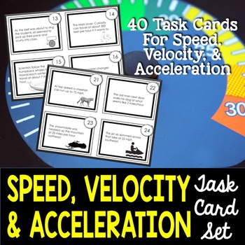 Preview of Speed, Velocity, and Acceleration Task Cards