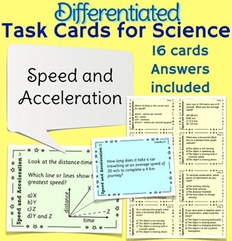 Preview of Speed, Velocity and Acceleration Task Cards
