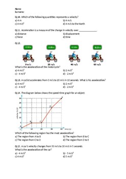 Speed, Velocity, and Acceleration - Worksheet, Printable and Distance  Learning